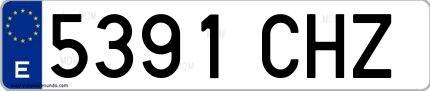 Ejemplo de matrícula española 5391 CHZ