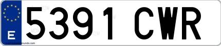 Ejemplo de matrícula española 5391 CWR