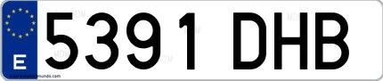 Ejemplo de matrícula española 5391 DHB