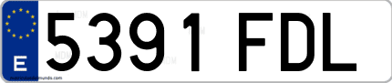 Ejemplo de matrícula de coche ordinaria 5391 FDL