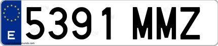 Ejemplo de matrícula española 5391 MMZ