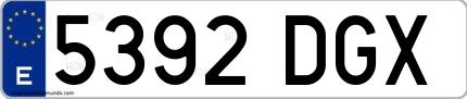 Ejemplo de matrícula española 5392 DGX