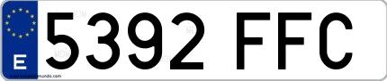 Ejemplo de matrícula española 5392 FFC