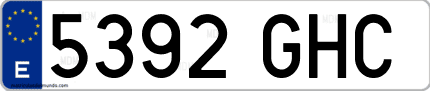 Ejemplo de matrícula de coche ordinaria 5392 GHC