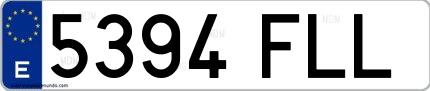 Ejemplo de matrícula española 5394 FLL