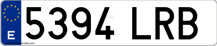 Ejemplo de matrícula de coche ordinaria 5394 LRB
