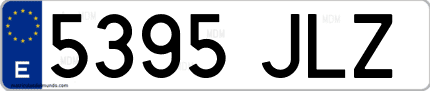 Ejemplo de matrícula de coche ordinaria 5395 JLZ