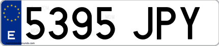 Ejemplo de matrícula de coche ordinaria 5395 JPY