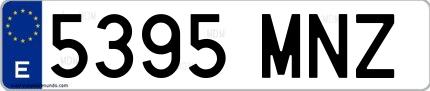 Ejemplo de matrícula española 5395 MNZ