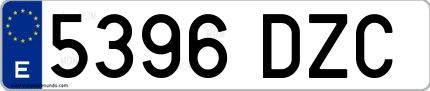 Ejemplo de matrícula española 5396 DZC