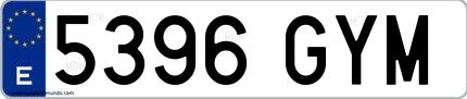 Ejemplo de matrícula española 5396 GYM
