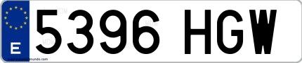 Ejemplo de matrícula española 5396 HGW