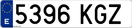 Ejemplo de matrícula de coche ordinaria 5396 KGZ