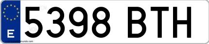 Ejemplo de matrícula española 5398 BTH