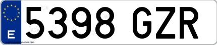 Ejemplo de matrícula española 5398 GZR