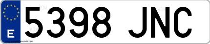 Ejemplo de matrícula española 5398 JNC