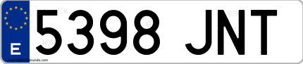 Ejemplo de matrícula de coche ordinaria 5398 JNT