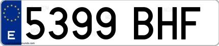 Ejemplo de matrícula española 5399 BHF