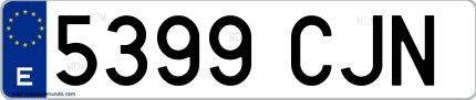Ejemplo de matrícula española 5399 CJN