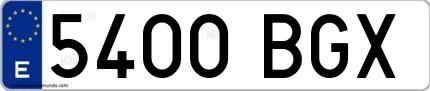 Ejemplo de matrícula española 5400 BGX