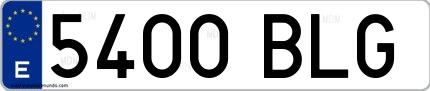 Ejemplo de matrícula española 5400 BLG