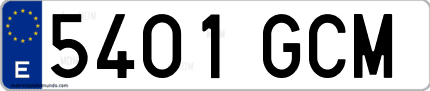 Ejemplo de matrícula de coche ordinaria 5401 GCM