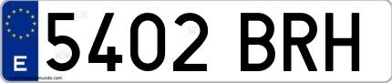 Ejemplo de matrícula española 5402 BRH