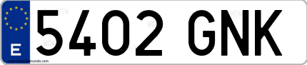 Ejemplo de matrícula de coche ordinaria 5402 GNK