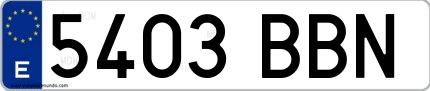 Ejemplo de matrícula española 5403 BBN