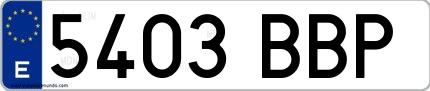 Ejemplo de matrícula española 5403 BBP
