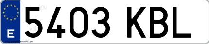 Ejemplo de matrícula española 5403 KBL