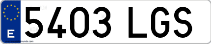 Ejemplo de matrícula de coche ordinaria 5403 LGS