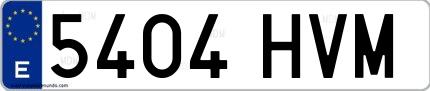 Ejemplo de matrícula española 5404 HVM