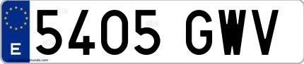Ejemplo de matrícula española 5405 GWV