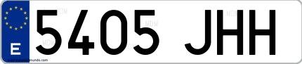 Ejemplo de matrícula española 5405 JHH