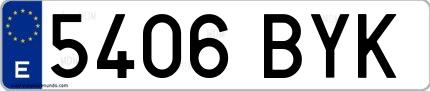 Ejemplo de matrícula española 5406 BYK