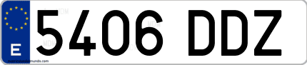 Ejemplo de matrícula de coche ordinaria 5406 DDZ
