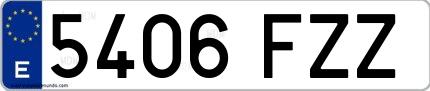 Ejemplo de matrícula española 5406 FZZ