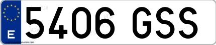 Ejemplo de matrícula española 5406 GSS