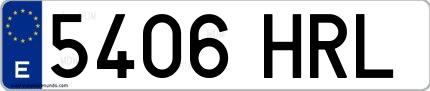 Ejemplo de matrícula española 5406 HRL