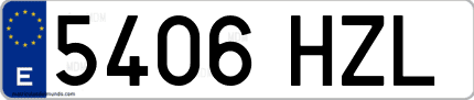 Ejemplo de matrícula de coche ordinaria 5406 HZL