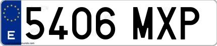 Ejemplo de matrícula española 5406 MXP