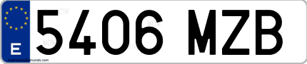 Ejemplo de matrícula de coche ordinaria 5406 MZB