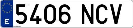 Ejemplo de matrícula española 5406 NCV