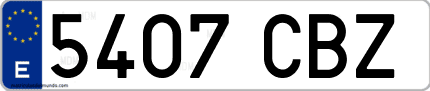 Ejemplo de matrícula de coche ordinaria 5407 CBZ