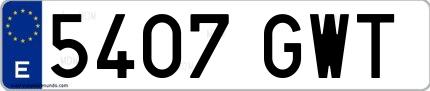 Ejemplo de matrícula española 5407 GWT