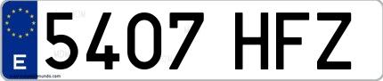 Ejemplo de matrícula española 5407 HFZ