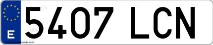 Ejemplo de matrícula española 5407 LCN