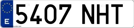 Ejemplo de matrícula española 5407 NHT