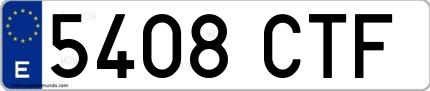 Ejemplo de matrícula española 5408 CTF